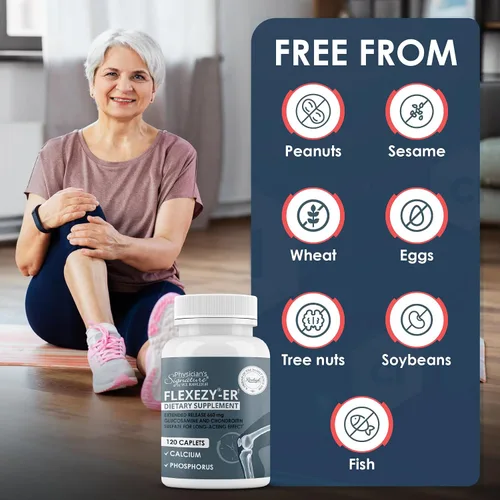 Vista 5 de Rawleigh Flexezy-ER: 120 cápsulas Fórmula de apoyo articular 24/7 Mezcla de glucosamina y sulfato de condroitina Calcio y fósforo Liberación