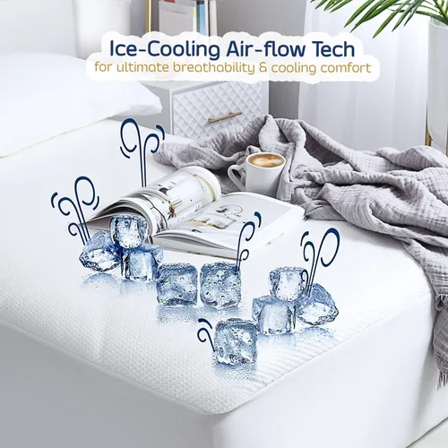 Vista 8 de Nestl Protector de colchón de tamaño matrimonial – Protector de colchón de enfriamiento de alta calidad, protector de colchón impermeable