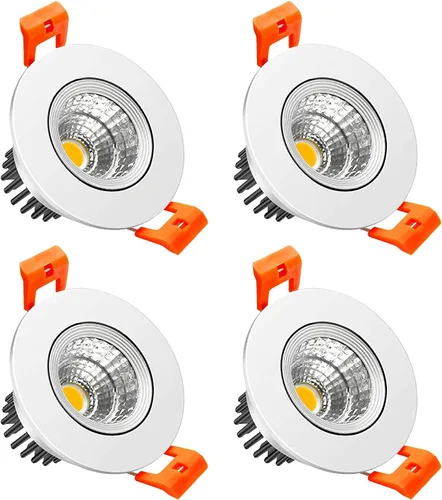 Vista 10 de LightingWill Downlight LED de 3 W, lámpara de techo empotrable de 2 pulgadas, 4000K-4500K blanco natural, foco COB regulable, ángulo de haz de 60°
