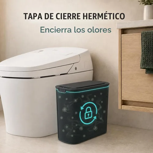Vista 4 de TIPGO - Cubo de basura automático con sensor de movimiento para baño con tapa, basurero táctil de 2.6 galones, papelera de basura inteligente
