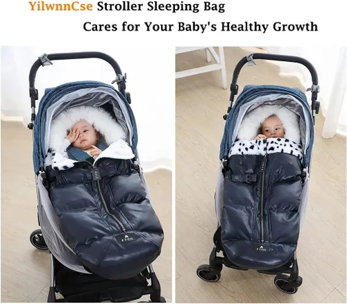 Vista 6 de Saco acolchado para cochecito, funda acogedora para los pies, para bebé, cálida, resistente al viento, impermeable, resistente al frío, lavable