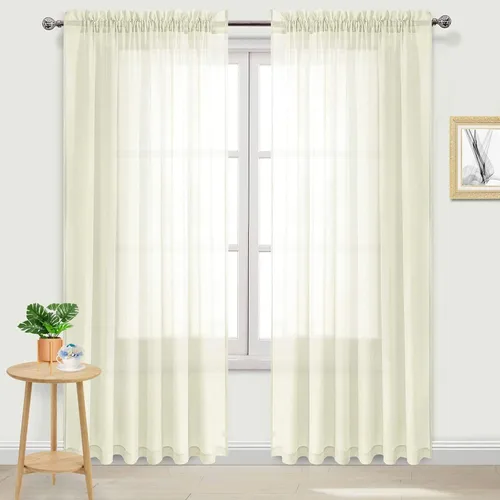 Vista 88 de DWCN Cortinas Transparentes Aqua de Voile Semitransparente con Bolsillo para Barra para Dormitorio y Sala de Estar, 36 x 36 pulgadas de Largo, Juego
