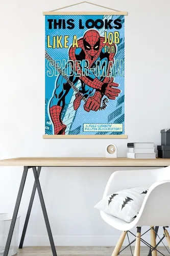 Vista 5 de Trends International Marvel Comics Spider-Man - Póster de pared con marco magnético con texto en inglés «Looks Like A Job»