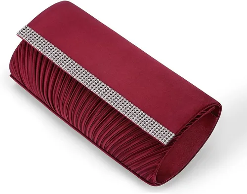 Vista 4 de ERIJUNOR Bolsos clásicos de satén plisados de noche con diamantes de imitación, bolsos cruzados para fiesta, graduación, boda, para mujer