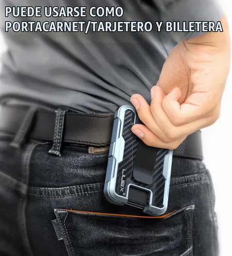 Vista 6 de LIUGX Portatarjetas de aluminio con caja de regalo, fibra de carbono, clip