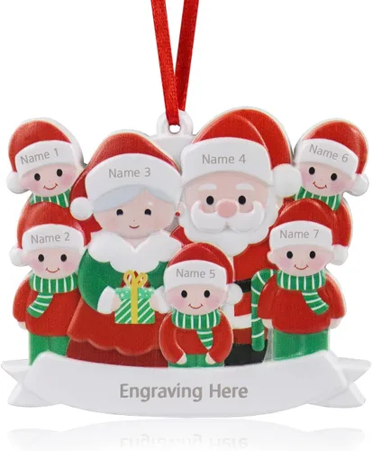 Vista 8 de Adornos de Navidad personalizados 2023, adorno familiar con nombre de familia, decoraciones de Navidad para colgar adornos para árbol de Navidad