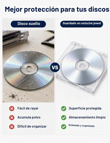 Vista 5 de Paquete de 25 estuches transparentes de 0.409 in, disco individual estándar