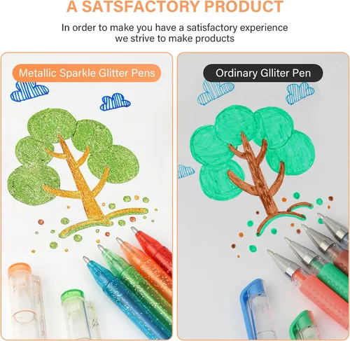 Vista 5 de ZSCM - Juego de 36 bolígrafos de gel con purpurina metálica, 18 colores brillantes con 18 recambios de bolígrafos de purpurina en bolsa de lona