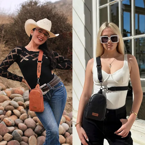 Vista 2 de Wrangler Pequeñas bolsas cruzadas para mujer, riñoneras, bolsa de pecho para viajes