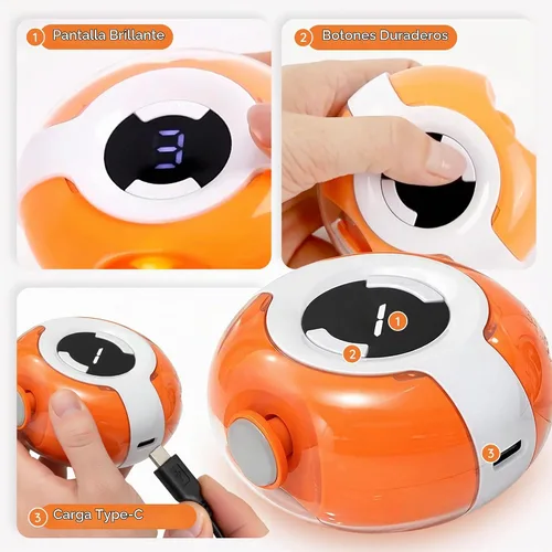 Vista 6 de Cortador de uñas eléctrico 2 en 1 y pulidor de uñas (naranja)