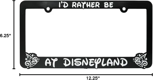 Vista 6 de Rather Be at Disneyland - Marco elevado 3D para matrícula 1 paquete de cubierta para placa de automóvil Soporte universal para placa