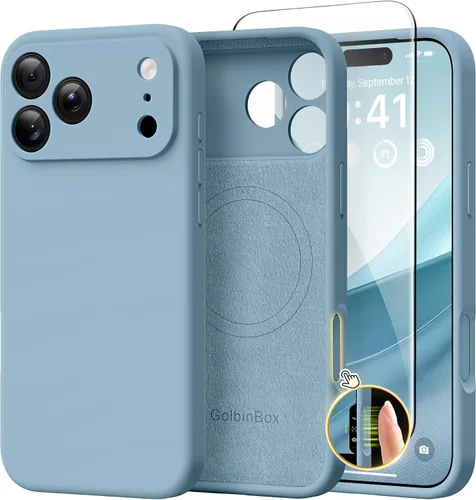 Vista 80 de GolbinBox Funda magnética para iPhone 17, compatible con MagSafe, cubierta de silicona integrada para control de cámara, funda de silicona líquida a