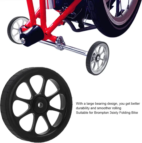 Vista 3 de VGEBY Bicicleta plegable Easy Wheel, aleación de aluminio 3.228 in rodamiento ensanchado rueda fácil para Brompton 3sixty bicicleta plegable (negro)