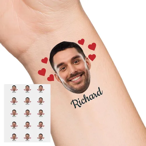 Vista 38 de Tatuajes temporales personalizados con texto de nombre, tatuaje temporal personalizado con logotipo fotográfico para adultos, parejas, mujeres