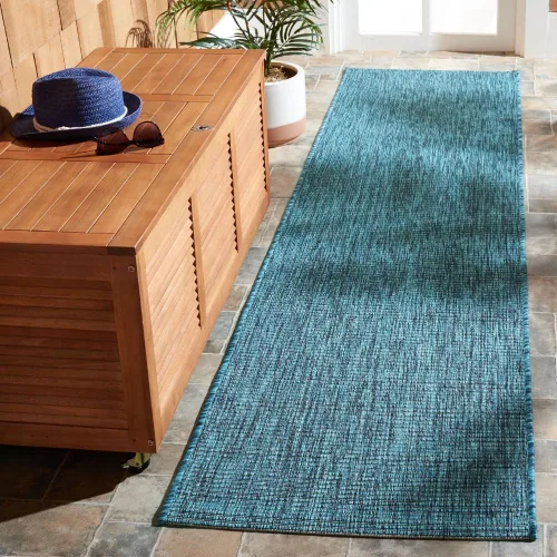 Vista 10 de SAFAVIEH Courtyard Collection - Alfombra de pasillo, 2 pies 2 pulgadas x 9 pies, aguamarina y aguamarina, no desprende pelusa y de fácil cuidado