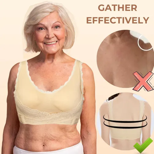 Vista 6 de Kendally - Brasier para mujeres mayores, cómodo brasier de corsé frontal con hebilla lateral, brasier de encaje Kendally