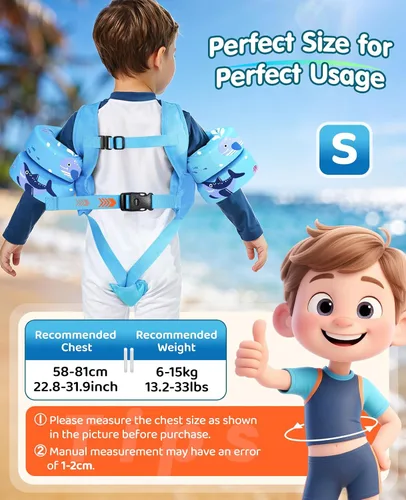 Vista 7 de HeySplash Toddler Swim Vest Fits 13-20-30-50-66 Lbs with Adjustable Strap