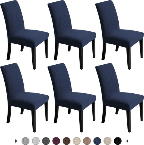 Vista 10 de Fundas para sillas de comedor, fundas elásticas para sillas de asiento decorativo, sin brazos, extraíbles, lavables, elásticas, universales
