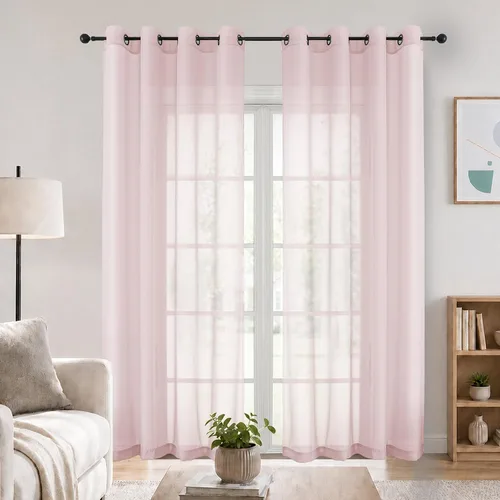 Vista 52 de OWENIE Cenefa transparente con ojales negros para ventanas, 2 paneles de 52