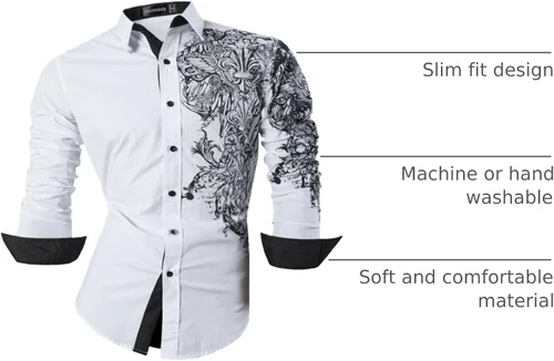 Vista 135 de JZS041, camisa de vestir de manga larga para hombre