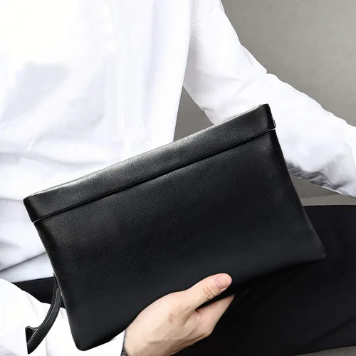 Vista 7 de NIUCUNZH - Bolso de mano para hombre (piel de vacuno, tamaño grande)
