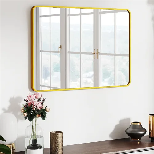 Vista 17 de SCWF-GZ Espejo rectangular de longitud completa de 24 x 36 pulgadas, montado en la pared o contra la pared, aleación de aluminio, marco de metal