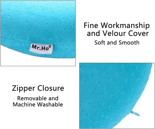Vista 3 de Mr.Ho Almohada de espuma viscoelástica en forma de U para el cuello y la cabeza, almohada de apoyo para descansar al aire libre, automóvil, oficina