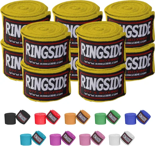 Vista 26 de Ringside Mexican Style Boxing Hand Wraps (Pairs) - 180" Semi-Elastic Cotton Blend Wrist Support with Thumb Loop for MMA, Muay Thai, Kickboxing