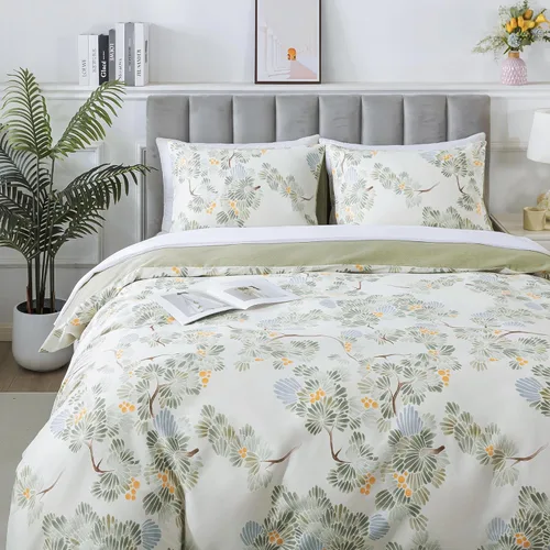 Vista 67 de HoneiLife Juegos de Fundas de Edredón Twin - Funda de Edredón Floral 100% Algodón, Juego de Ropa de Cama Transpirable de 2 Piezas con Cierre