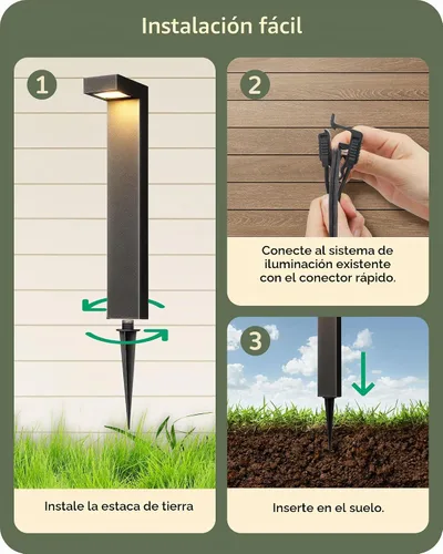 Vista 6 de EDISHINE Luces de camino de bajo voltaje con cable, 3000K 3.2W 50,000 horas LED impermeables para exteriores con conectores, 12V, luces de camino