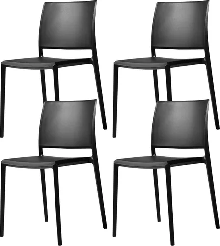 Vista 8 de LESHI Silla de comedor moderna apilable de plástico con respaldo sin brazos para comedor, sala de estar, jardín, patio, balcón, escritorio