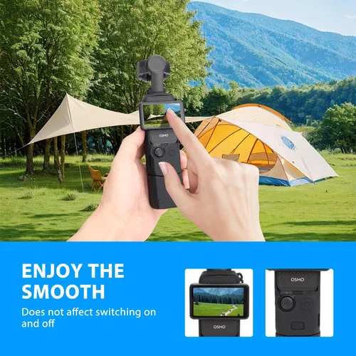 Vista 3 de Funda de silicona Pocket 3, protector de lente resistente a los arañazos, compatible con DJI OSMO Pocket 3 Creator Combo Accesorios (azul claro)