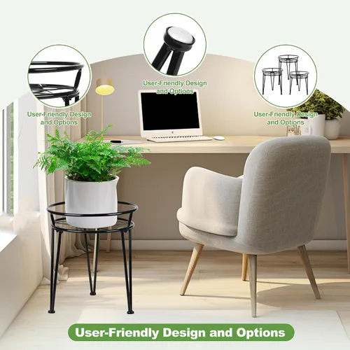 Vista 4 de Soporte de metal para plantas, soporte para plantas interiores y exteriores, flores metálicas inoxidables, soportes para plantas urbanas y rústicas