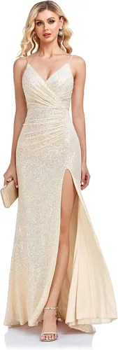 Vista 2 de Vestidos de fiesta de sirena brillantes, vestidos largos formales de lentejuelas y vestidos de noche para mujer