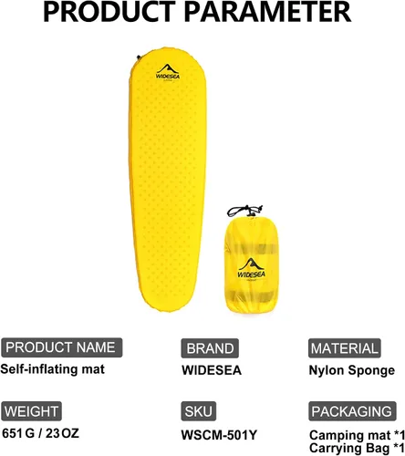 Vista 3 de widesea Almohadilla de dormir inflable para acampar, almohadilla de dormir ultraligera para acampar, colchoneta de dormir para senderismo, viajes