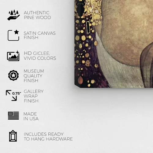 Vista 7 de Wynwood Studio Lienzo decorativo clásico y figurativo, contemporáneo, Gustav Klimt - Danae, arte de pared para sala de estar, dormitorio y baño, 30