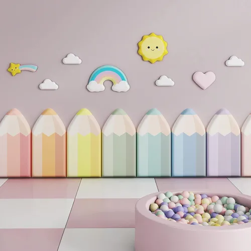 Vista 3 de WIGING Adhesivos de pared anticolisión, 1.3 in de grosor para sala de estar, dormitorio, sala de juegos, acolchado de pared de protección infantil