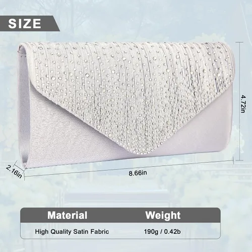 Vista 7 de Bolsos de mano BBjinronjy para mujer, bolso formal con diamantes de imitación para noche, bolsos de mano para boda, fiesta, cóctel, graduación, cena