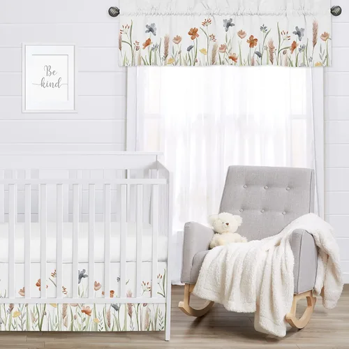 Vista 3 de Sweet Jojo Designs Cenefa de ventana de jardín floral bohemio para niña de flores, tratamiento de cortina para habitación de bebé, habitación