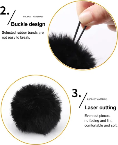 Vista 5 de MIUPOO Bolas de pompones para manualidades, accesorio de disfraz de pompones negros, bolas de pompones para artes y decoración de manualidades
