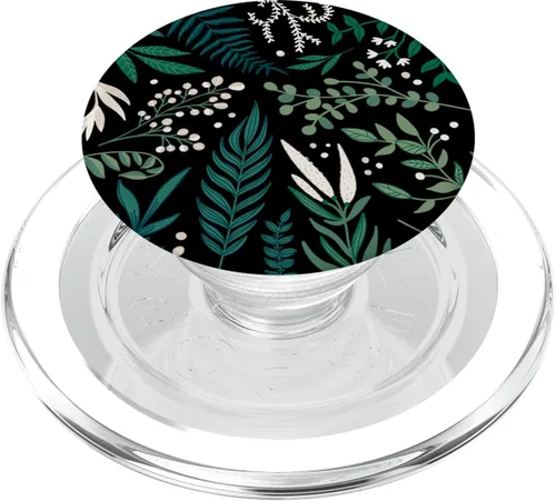 Vista 8 de Follaje de helecho botánico verde y bayas blancas con estampado floral PopSockets intercambiables PopGrip