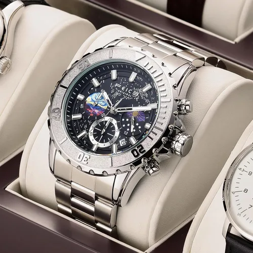 Vista 3 de FEICE Reloj FK131 - Exquisito reloj con fondo celeste y función de temporización..