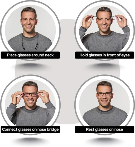 Vista 4 de Clic - Gafas de lectura magnéticas con conexión frontal y 2 unidades color negro