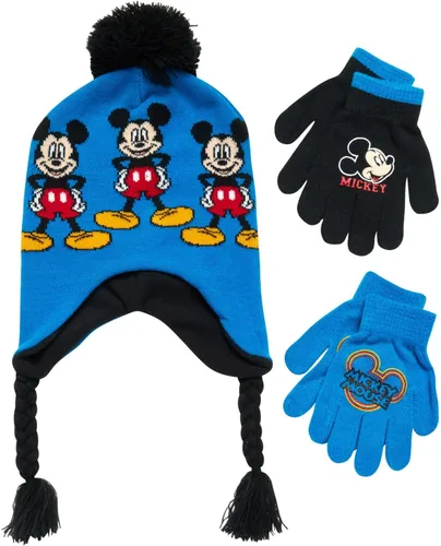 Vista 14 de Disney Conjunto de gorro de invierno de Mickey Mouse y 2 pares de guantes o guantes (edad 2-7)
