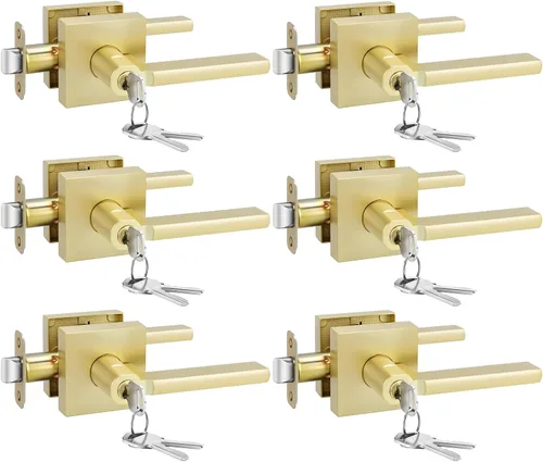 Vista 30 de Goldenwarm Manijas de puerta de oro cepillado para interiores, manijas