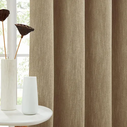 Vista 44 de Melodieux Elegantes cortinas opacas de algodón para oscurecer la habitación, para sala de estar, dormitorio, con aislamiento térmico, paneles