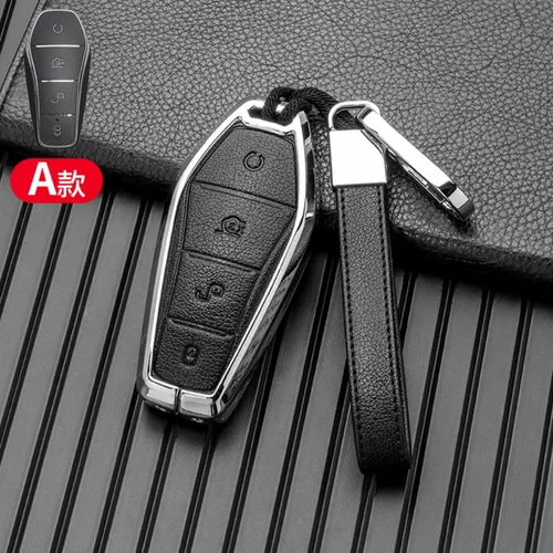 Vista 2 de LAVIYE Funda de cuero para llavero de coche, para BYD Song PRO Han EV Max Tang DM 2018 Qin Plus Accesorios