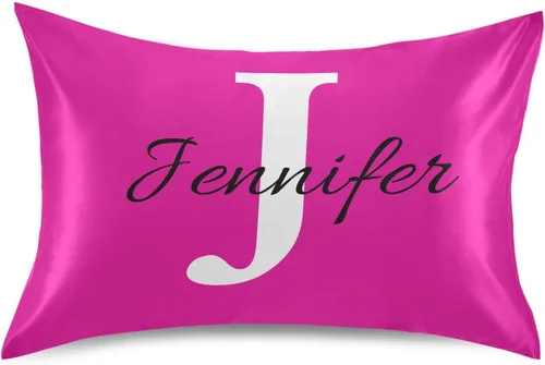 Vista 23 de Fundas de almohada negras personalizadas de seda con cierre de sobre, funda de almohada de satén tamaño estándar para personas que duermen