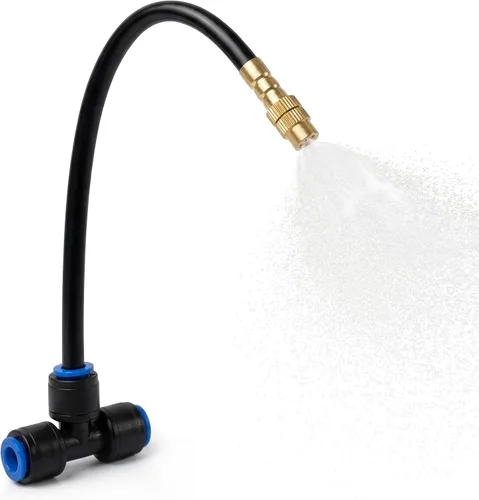 Vista 13 de 10 emisores de riego por goteo a presión para tubos de riego de 1/4 de pulgada, pulverizador de emisor de goteo ajustable de 360 grados con estaca