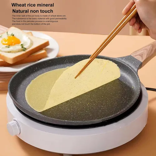 Vista 2 de Topyond Sartén para crepas, sartén antiadherente, sartén para tortilla con mango resistente al calor, aleación de aluminio con revestimiento